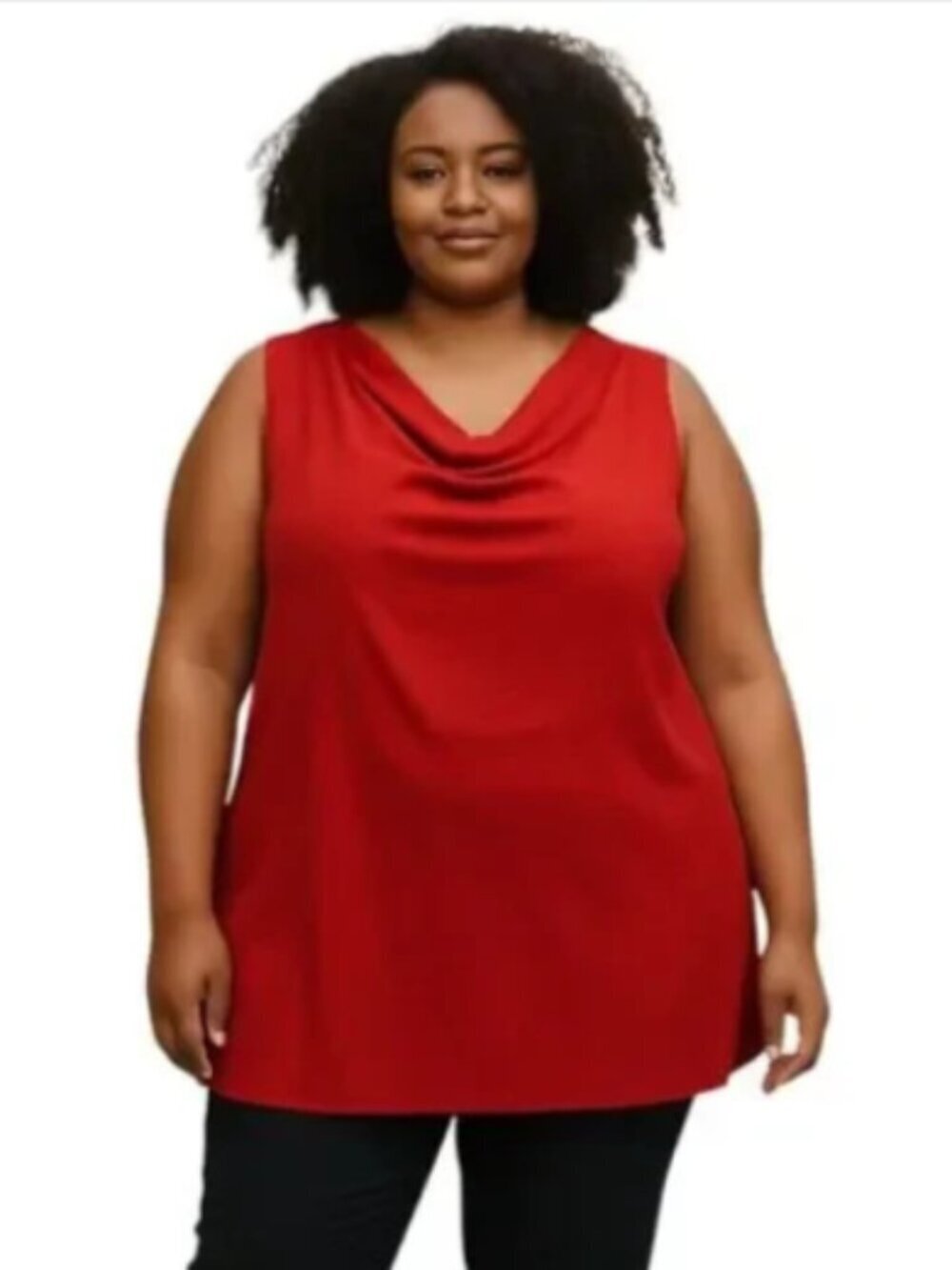 NEW Belldini Plus Size 2X Red Beaded Blouse Cowl Neck Translucent Holiday Shiny